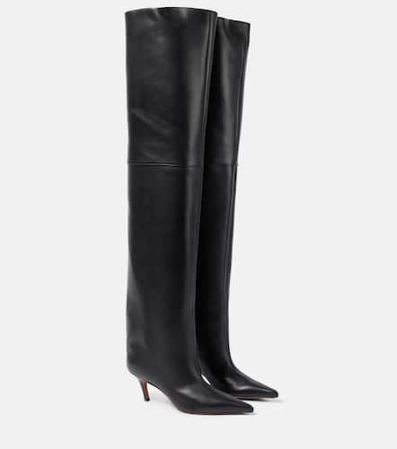 Fiona 60 leather over-the-knee boots - Amina Muaddi - Modalova