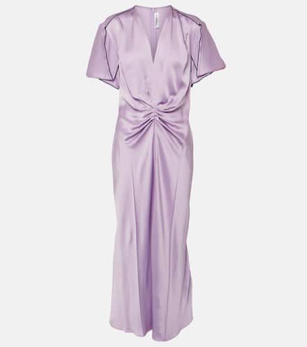 Gathered satin midi dress - Victoria Beckham - Modalova