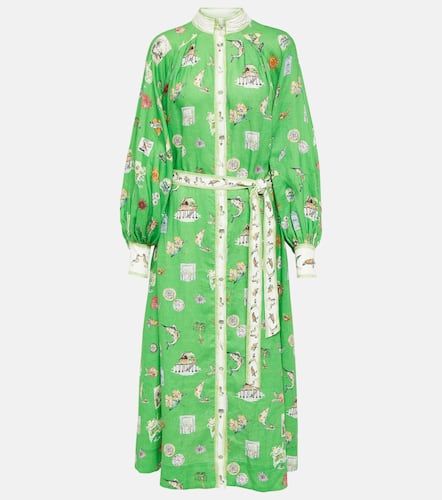 Alémais Vestido midi de lino estampado - Alemais - Modalova