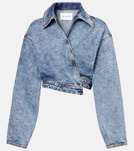 Asymmetric cropped denim jacket - Alaia - Modalova