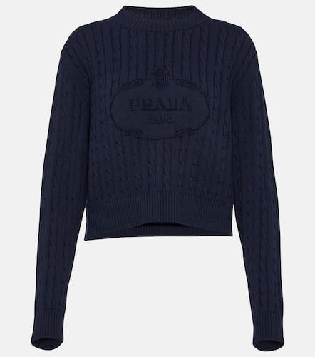 Logo cotton cable-knit sweater - Prada - Modalova