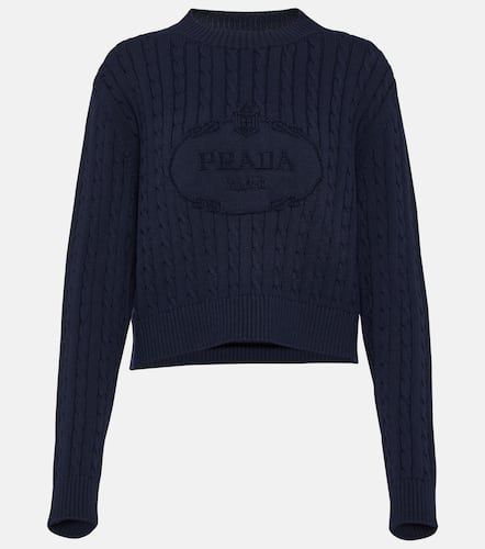 Pullover in cotone a trecce con logo - Prada - Modalova