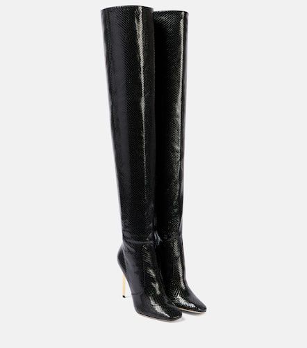 Snake-effect leather over-the-knee boots - Tom Ford - Modalova