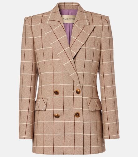 Checked double-breasted virgin wool blazer - Valentino - Modalova