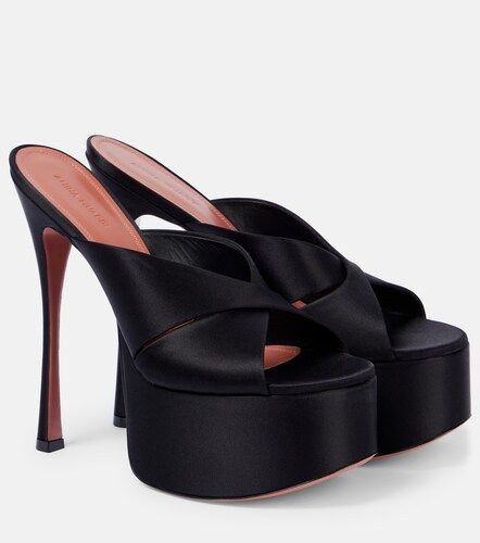 Salma 155 satin platform mules - Amina Muaddi - Modalova
