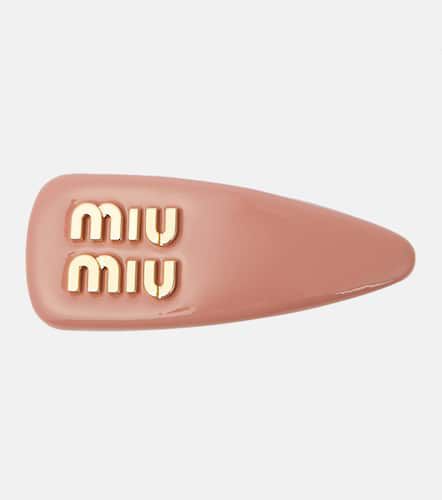 Logo patent leather hair clip - Miu Miu - Modalova