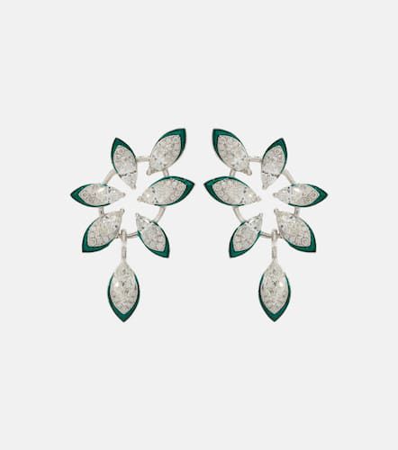 Ohrringe The Leaf aus 18kt Weißgold mit Emaille und Diamanten - Kamyen - Modalova