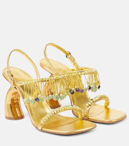 Beaded metallic leather sandals - Dries Van Noten - Modalova