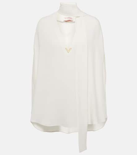 Caped tie-neck silk blouse - Valentino - Modalova