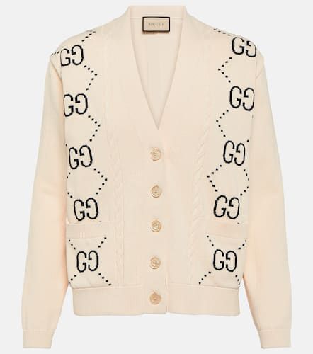 Cardigan in cotone con intarsio GG - Gucci - Modalova