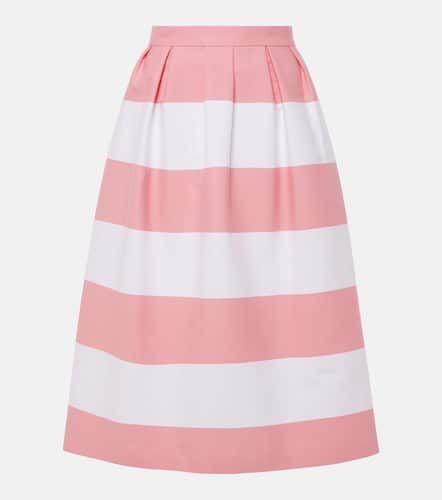 Striped pleated cotton-blend midi skirt - Carolina Herrera - Modalova