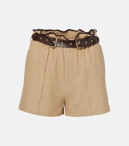 Belted faux leather-trimmed shorts - Xu Zhi - Modalova