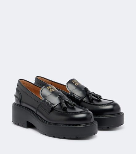 Miu Miu Mocassini platform in pelle - Miu Miu - Modalova