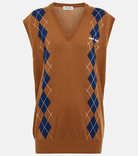 Argyle cashmere sweater vest - Miu Miu - Modalova