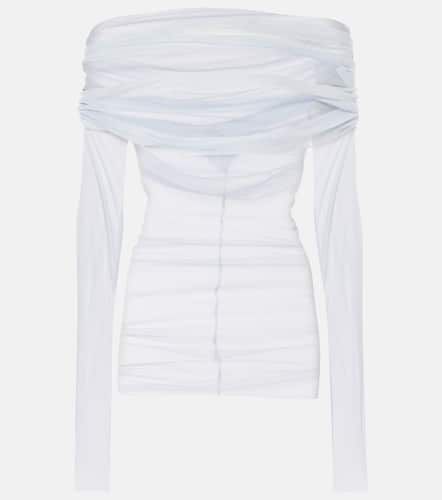 Veiled off-shoulder silk tulle top - Christopher Esber - Modalova