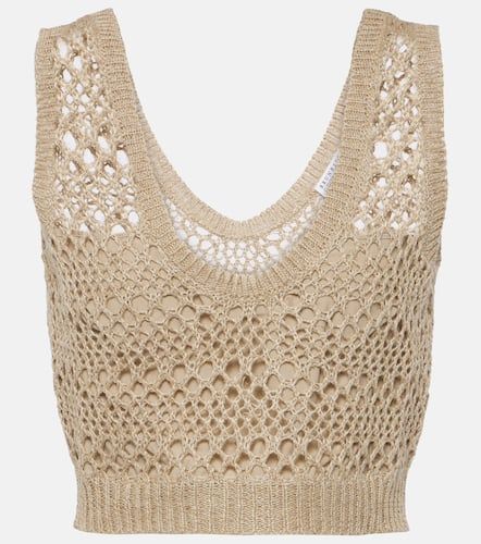 Top cropped in maglia di lino e seta - Brunello Cucinelli - Modalova
