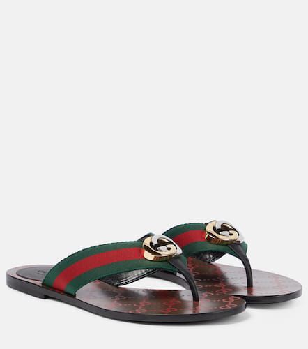 Gucci GG Web leather thong sandals - Gucci - Modalova
