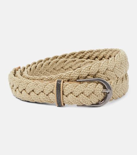 Leather-trimmed braided belt - Brunello Cucinelli - Modalova