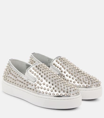 Slip-on Spikeboat in pelle metallizzata - Christian Louboutin - Modalova