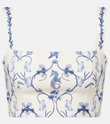 Top raccourci Cacao en lin à fleurs - Agua by Agua Bendita - Modalova