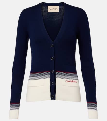 Cardigan in lana vergine a righe - Valentino - Modalova