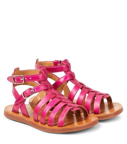 Plagette Gladiator metallic leather sandals - Pom d'Api - Modalova