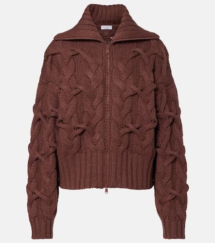 Cable-knit cashmere zip-up cardigan - Brunello Cucinelli - Modalova