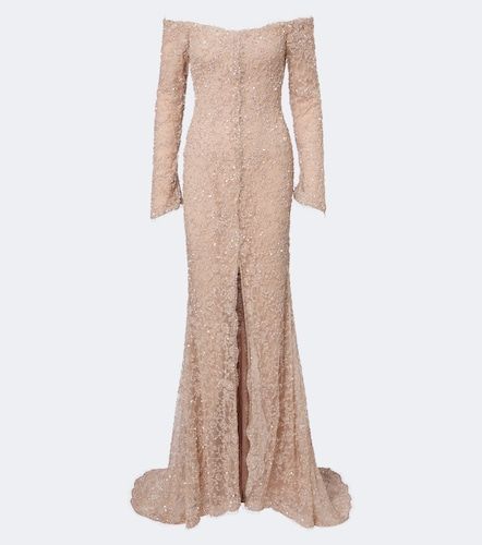 Embellished off-shoulder lace gown - Marmar Halim - Modalova