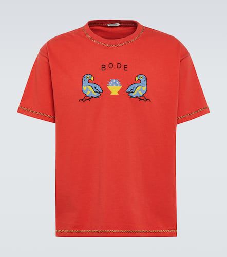 Besticktes T-Shirt Twin Parakeet aus Baumwolle - Bode - Modalova