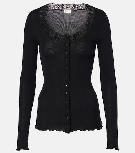 Cardigan aus Wolle und Seide mit Spitze - Saint Laurent - Modalova