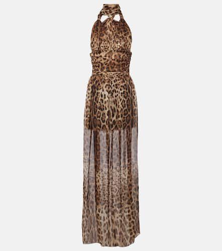 Leopard-print silk chiffon maxi dress - Dolce&Gabbana - Modalova