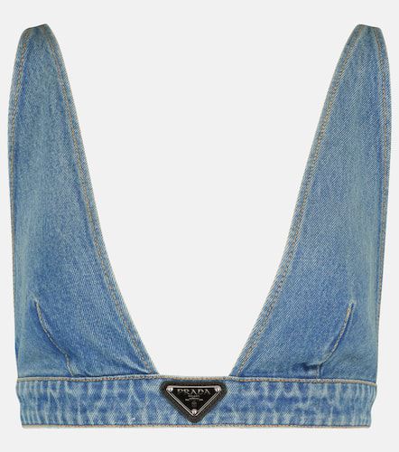 Prada Bralette de denim con logo - Prada - Modalova