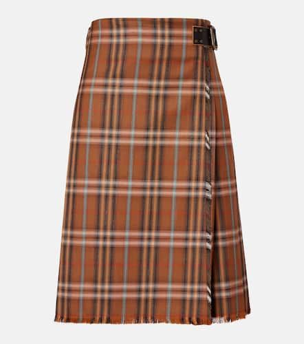 Falda midi de lana con Check - Burberry - Modalova