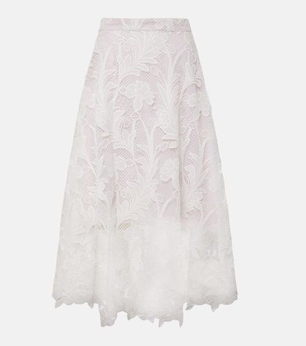 Floral guipure lace midi skirt - Oscar de la Renta - Modalova