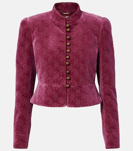 Floral cropped cotton velvet jacket - Chloe - Modalova