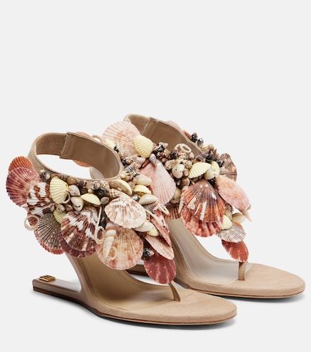 Embellished suede slingback wedges - Balmain - Modalova