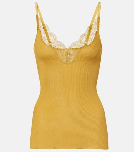 Top acanalado de seda con encaje - Saint Laurent - Modalova