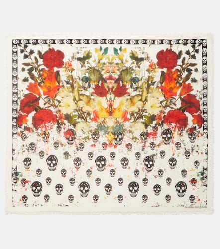 Skull floral wool scarf - Alexander McQueen - Modalova