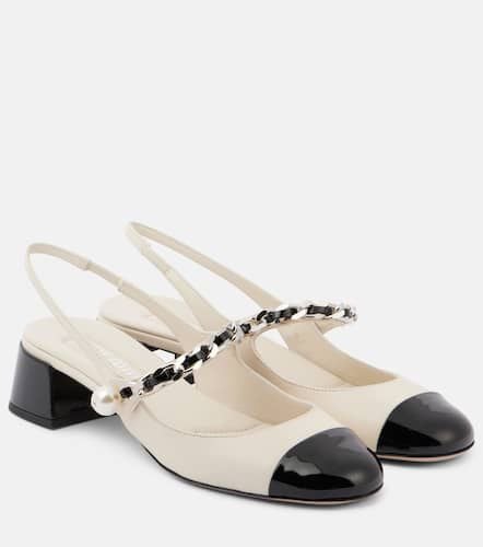 Embellished leather slingback pumps - Miu Miu - Modalova