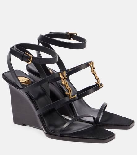 Cassandra 90 leather wedge sandals - Saint Laurent - Modalova