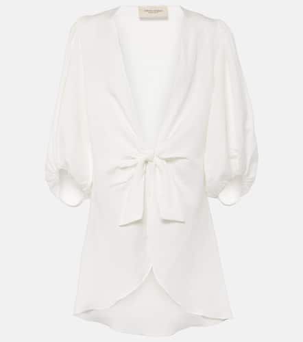 Puff-sleeve linen-blend blouse - Adriana Degreas - Modalova