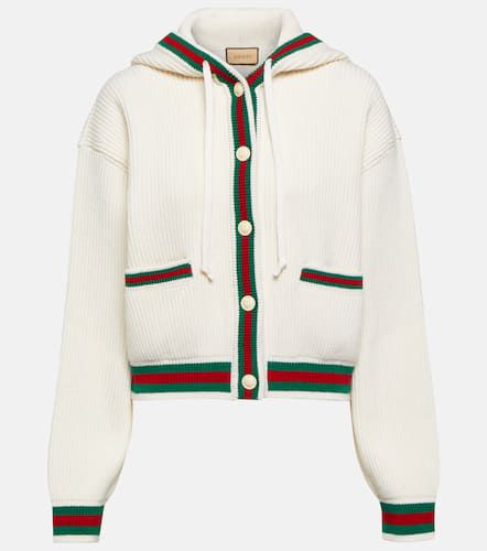 Cardigan Web Stripe in lana a coste - Gucci - Modalova