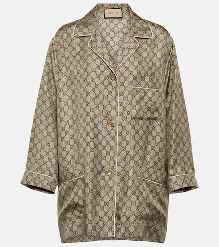 Camisa oversized GG Supreme de seda - Gucci - Modalova