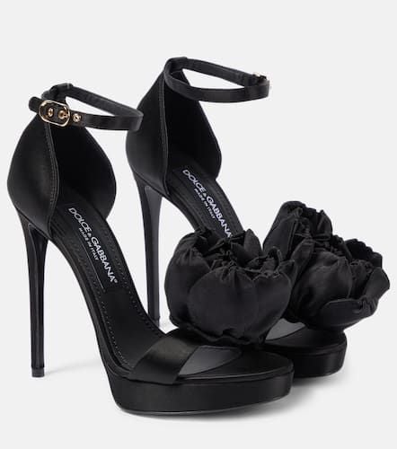 Keira floral-appliquÃ© satin sandals - Dolce&Gabbana - Modalova