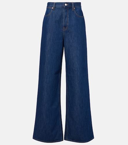 Gucci Jean ample bordé de cuir - Gucci - Modalova