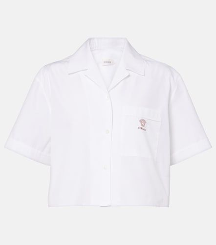 Camicia cropped in popeline di cotone - Versace - Modalova