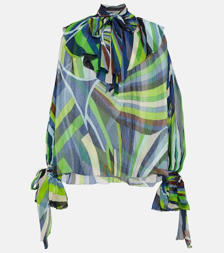 Printed tie-neck silk chiffon blouse - Pucci - Modalova
