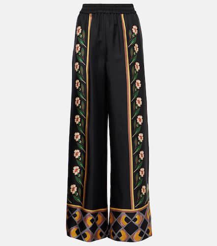 Printed silk twill palazzo pants - La DoubleJ - Modalova