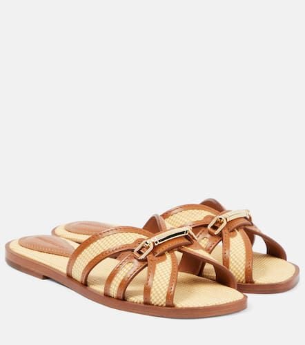 Prisma leather-trimmed raffia slides - Zimmermann - Modalova