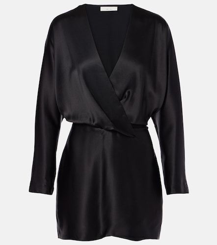 Vestido corto envolvente de satén de seda - The Sei - Modalova